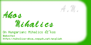 akos mihalics business card